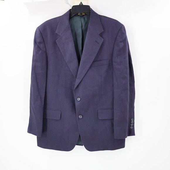 Vintage Brooks brothers Sport coat Mens 40S Herringbone Two Button Blue Linen